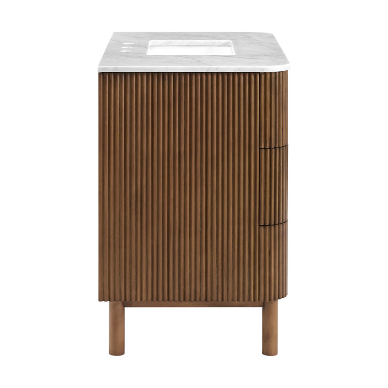 Kensington 36" Bathroom Vanity In Reeded Birch, Brown Reeded Birch