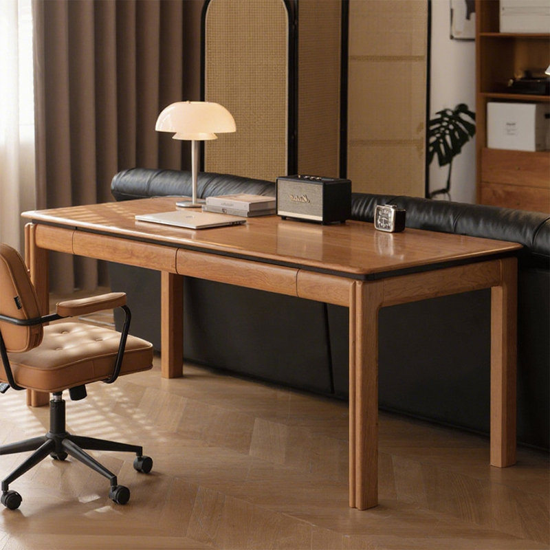 Bureau rectangulaire en bois massif brun noisette, H 29,53 po x l 62,99 po x P 27,56 po