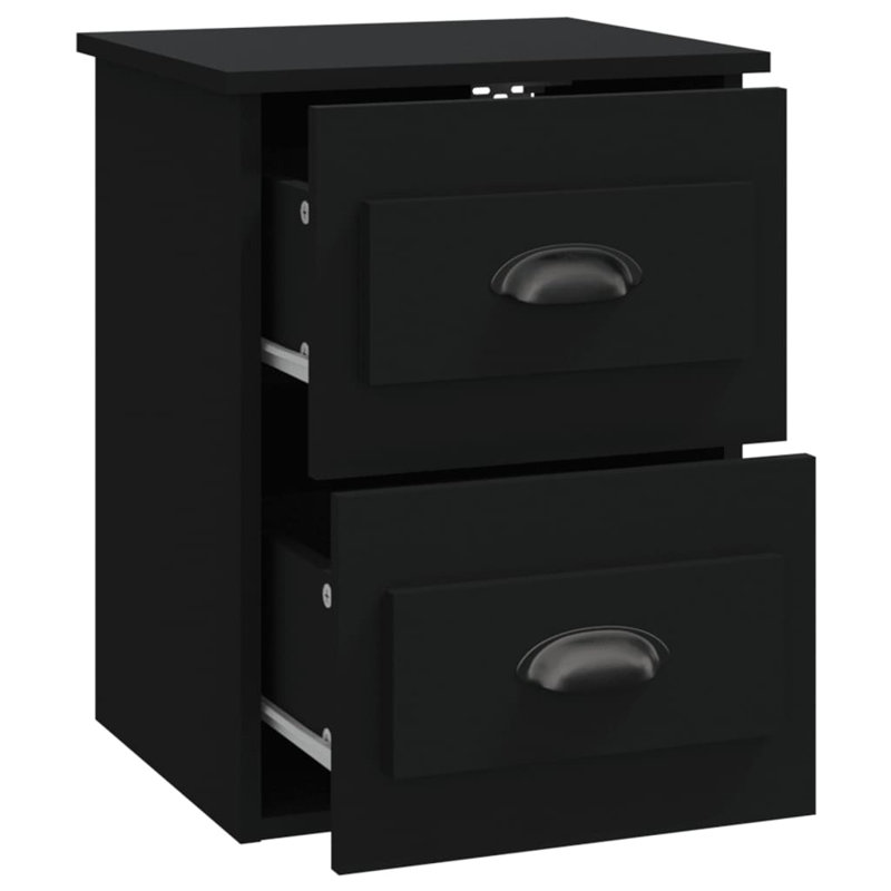 Krini 41.5cm W Manufactured Wood Bedside Table, Black, Individual