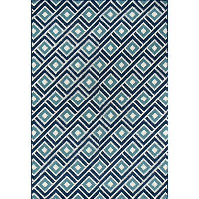 Tapis d'intérieur / extérieur à motif géométrique bleu Turnbow