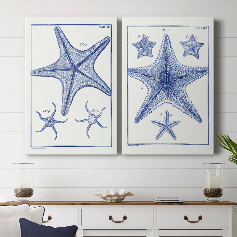Blue Sea Stars VII - Toile tendue avec châssis de qualité supérieure - Prêt à être accroché, H 48 po x l 64 po