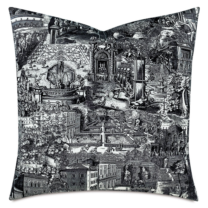 Coussin décoratif imprimé Montaza, Carré 24 po