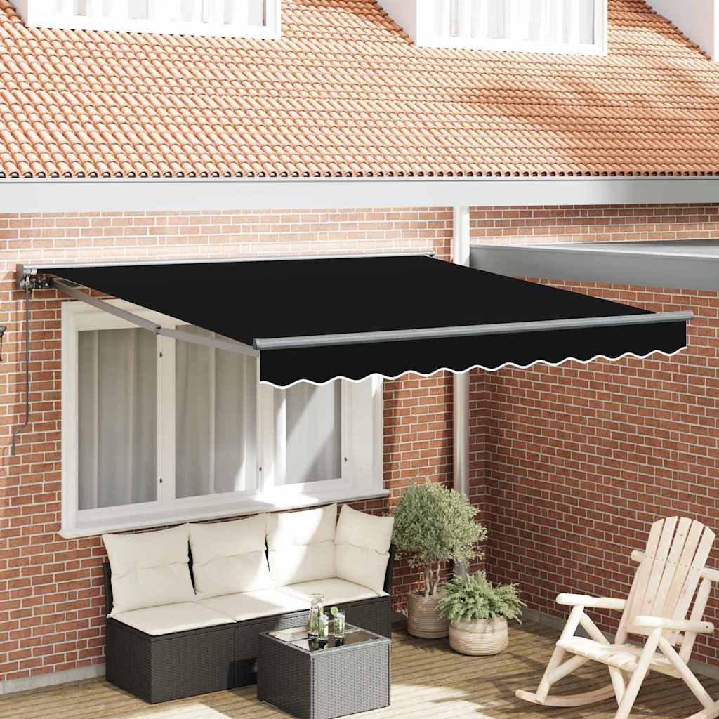 Vidaxl Retractable Awning Manual Black 400X300 Cm Fabric