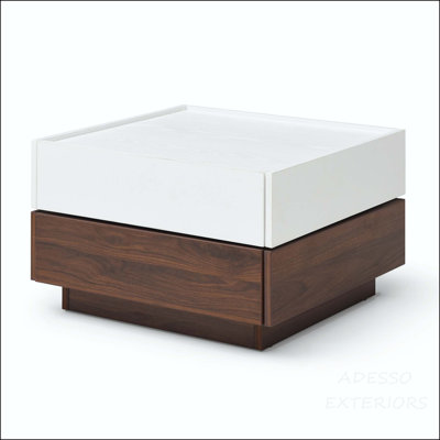 Rotating Coffee Table with 2 Drawers and Swivel Tabletop