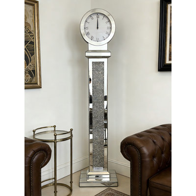 Jeni 59'' Tall Floor Clock Mirrored Standing Clocks for Home Decor