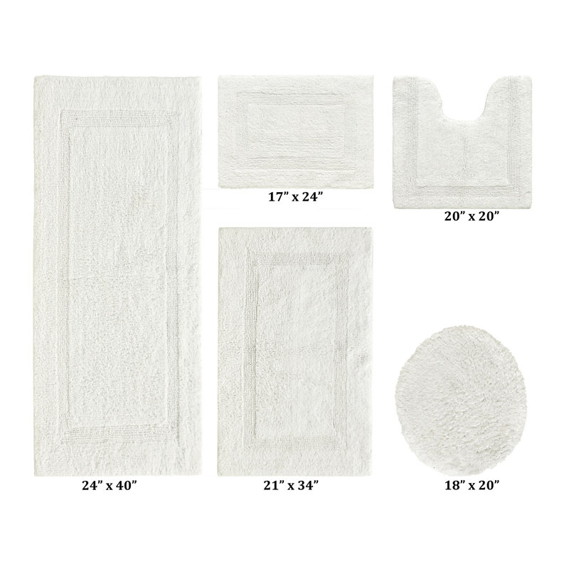 Lux Premium 2370 GSM 100% Cotton 5 Piece Bath Rug Sets, Machine Washable, Super Absorbent & Tufted Weave Reversible Bath Mat for Bathroom, Shower, and Tub, Oeko-Tex Certified Bathroom Rugs, Ivory