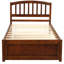 Lit plateforme simple en bois de noyer avec lit gigogne amovible - Taille élégante et pratique-819150604