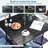 Square Patio Table for 4, Outdoor Metal Dining Table w/Umbrella Hole for Porch