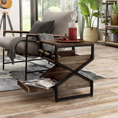 Table de bout à pieds croisés avec rangement