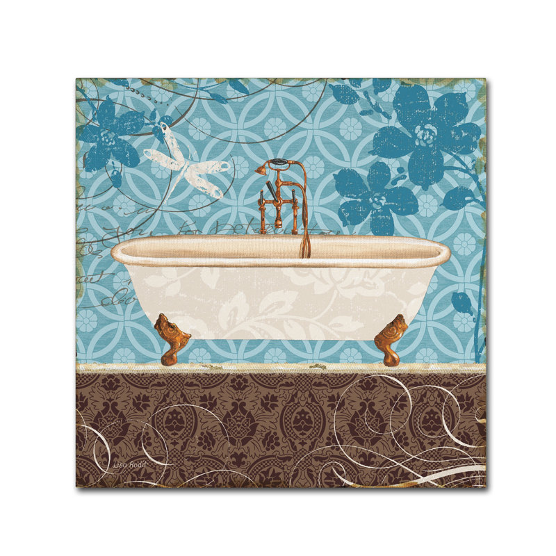 Eco Motif Bath II Blue and Brown Canvas Art