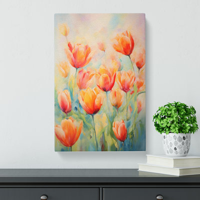 Tulip Flower Impressionism No.3 - Wrapped Canvas
