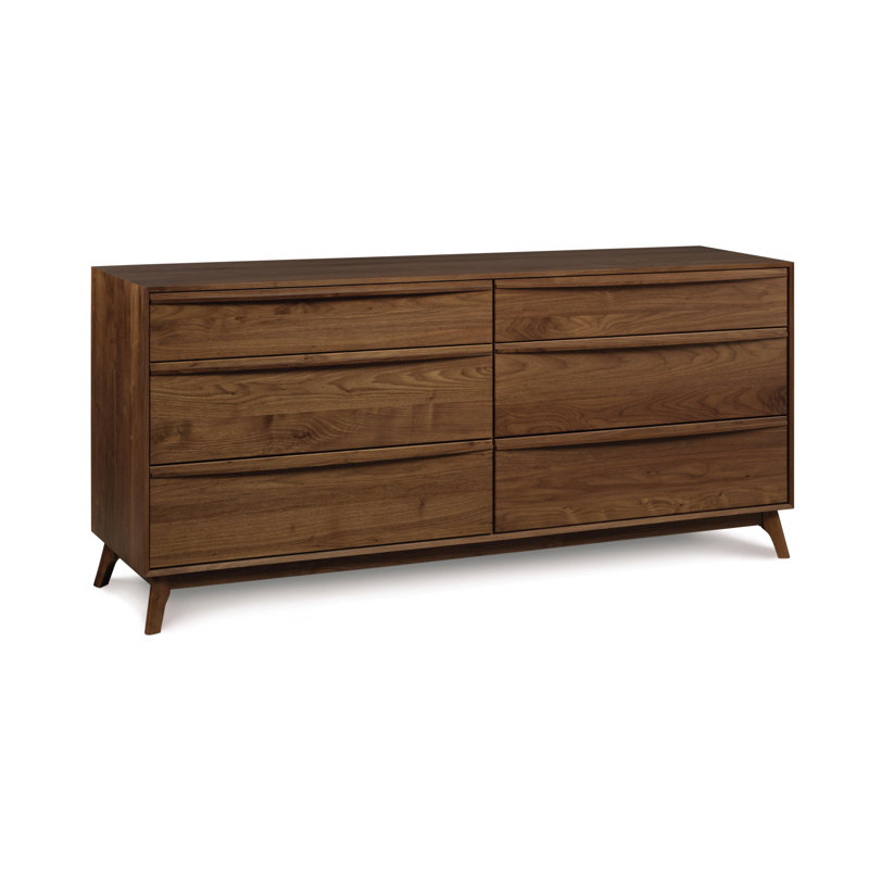 Catalina 6 - Drawer Solid Wood Dresser, Natural Walnut