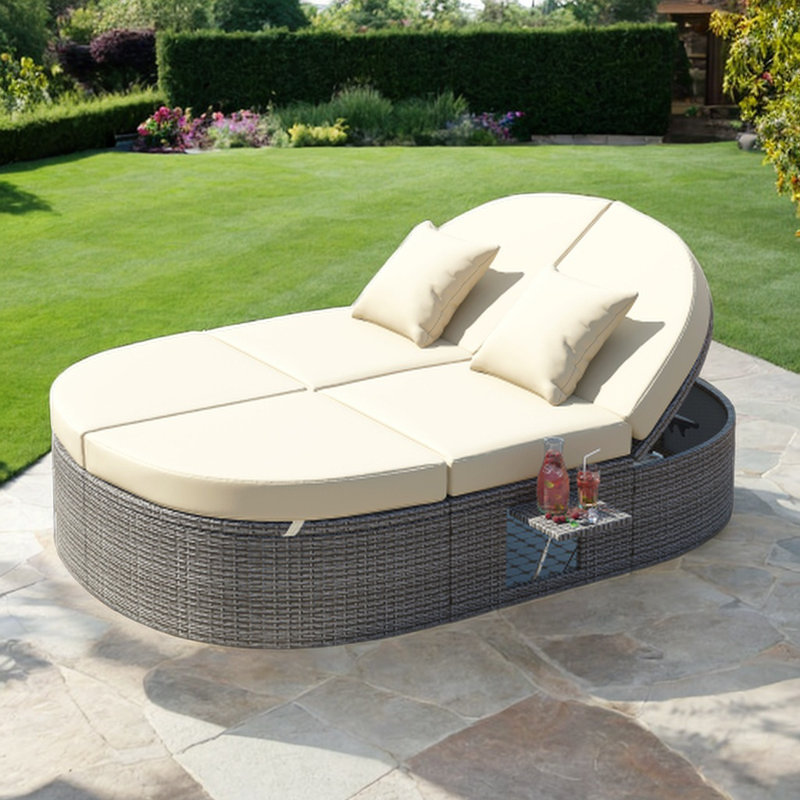 78.7'' Wide Patio Daybed with Cushions, Beige