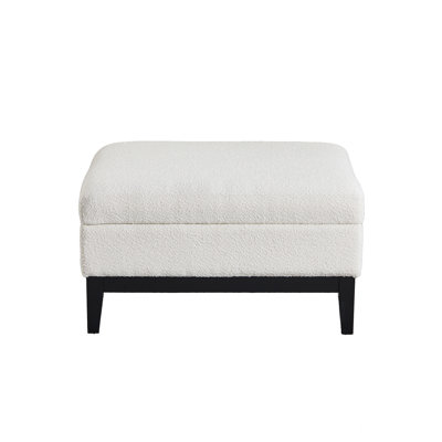 Storage Ottoman Bench with Flip Top Lid, Upholstered Bouclé Ottoman with Solid Wood Legs, Multi-Functional Coffee Table Ottoman for Living Room and Bedroom
