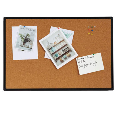Cork Bulletin Board,Black Frame | Hanging Pin Board for Display and Organize, Office, School, Home Decor