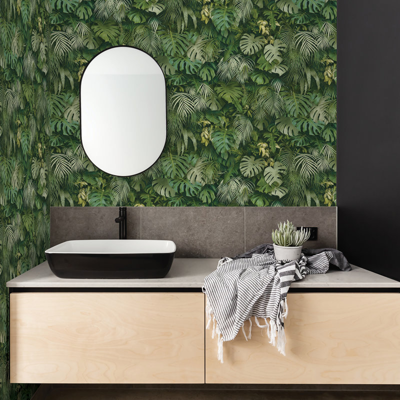 Mckellar Non-Pasted Vinyl Floral Wallpaper Roll, Green