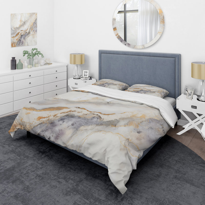 Ensemble de housse de couette beige et doré, Housse de couette très grand et 2 très grandes t