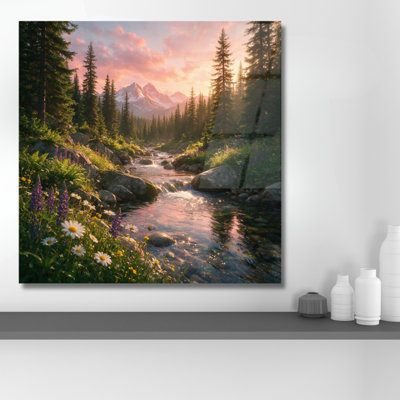 Art mural en verre trempé Mountain Stream