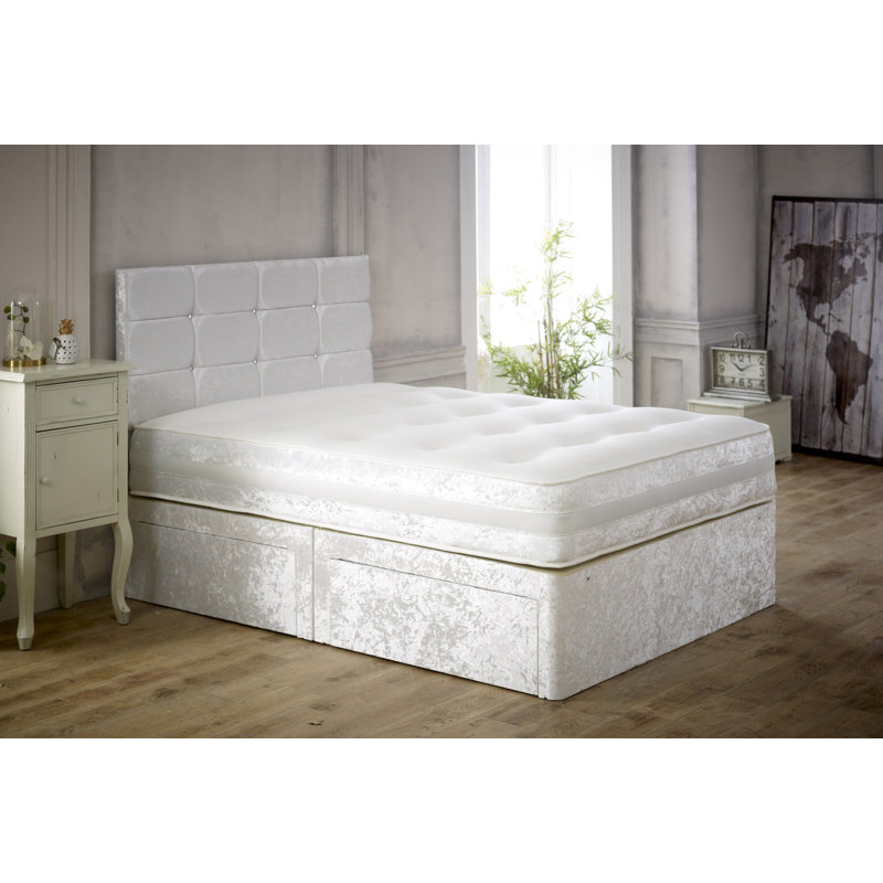 Ceda Pocketsprung Divan Bed Set, White, Super King (6'), 2 Drawers Foot End