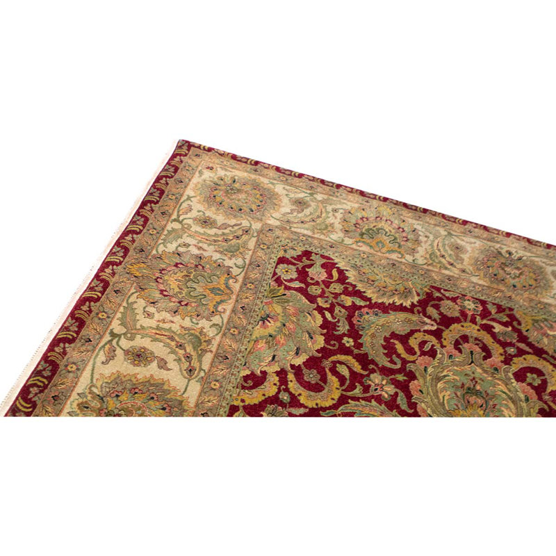 Tapis rouge / beige en laine tissé à la main 9 pi x 11 pi 11 po