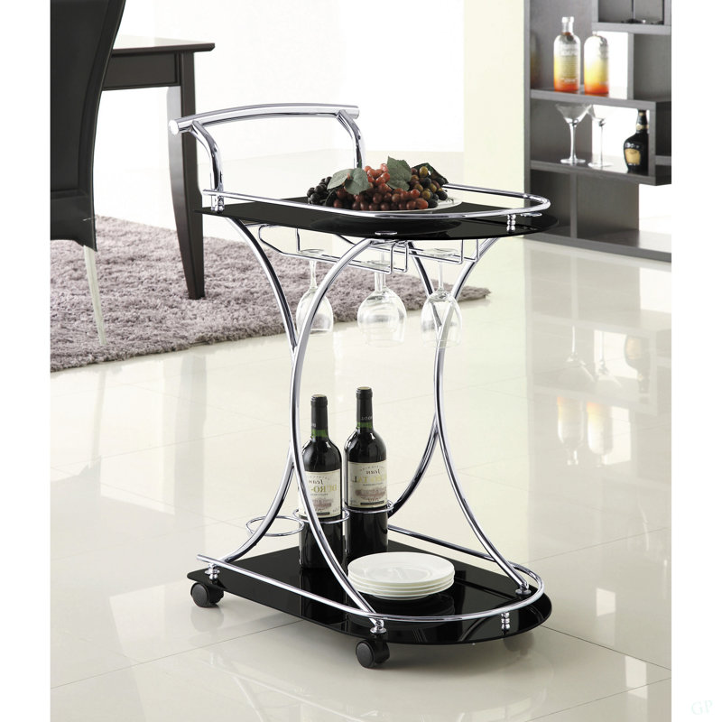 Chariot-bar en métal à 2 niveaux Allen, Black