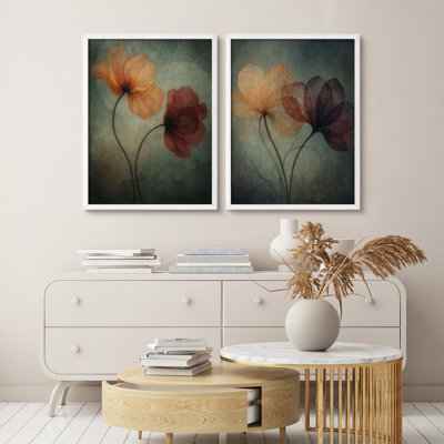 Ensemble de 6 reproductions d'art mural Moody Vintage Floral
