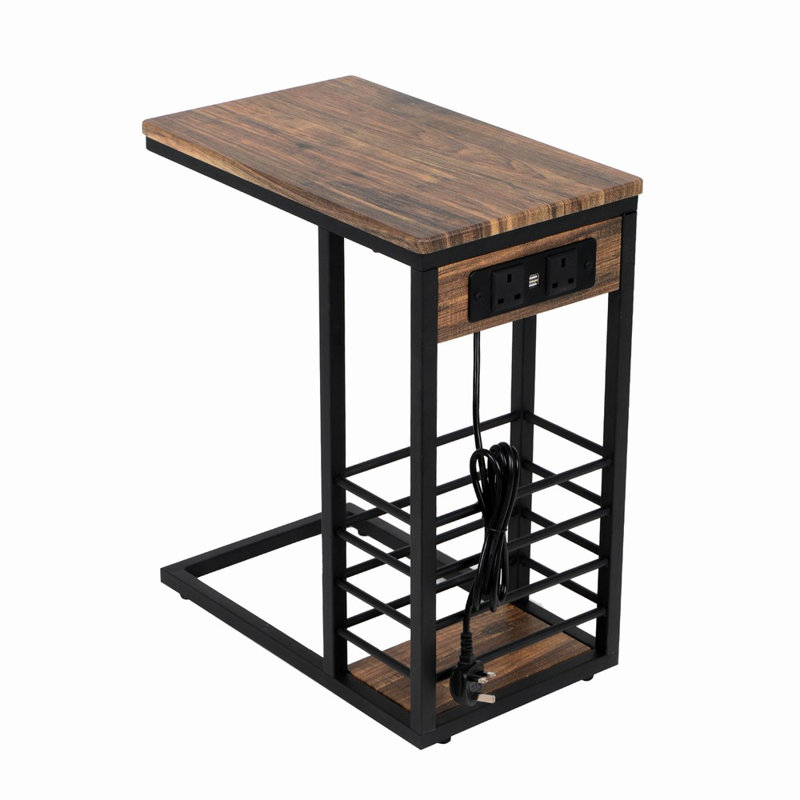 Jackqueline Frame End Table with Built-In Outlets