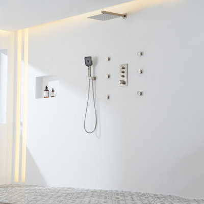 Système de douche thermostatique mural 3 fonctions à 3 fonctions 12 pouces