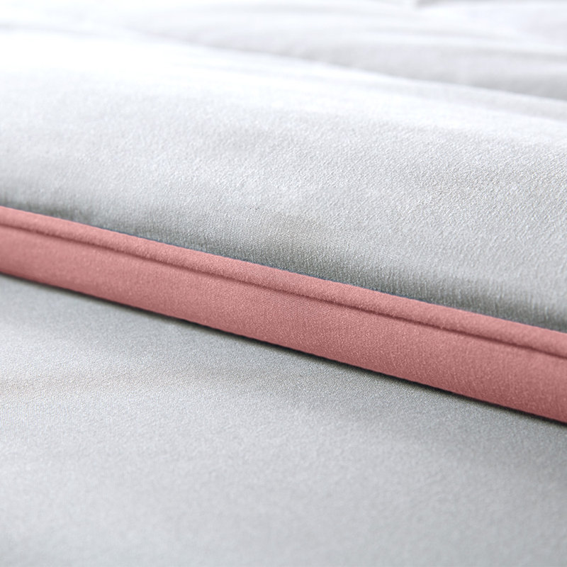 Box Stitch Comforter, Full/Queen Comforter, Pink/Gray