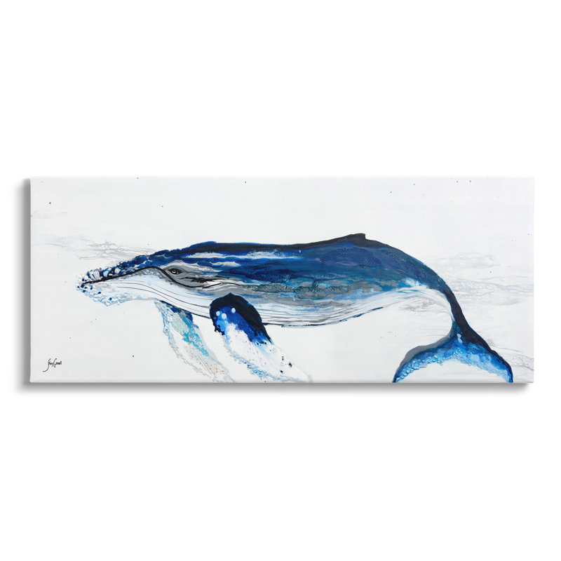 «Baleine bleue vive» par Stacy Gresell - impression sur toile tendue, H 17 po x l 40 po x P 1,5 po