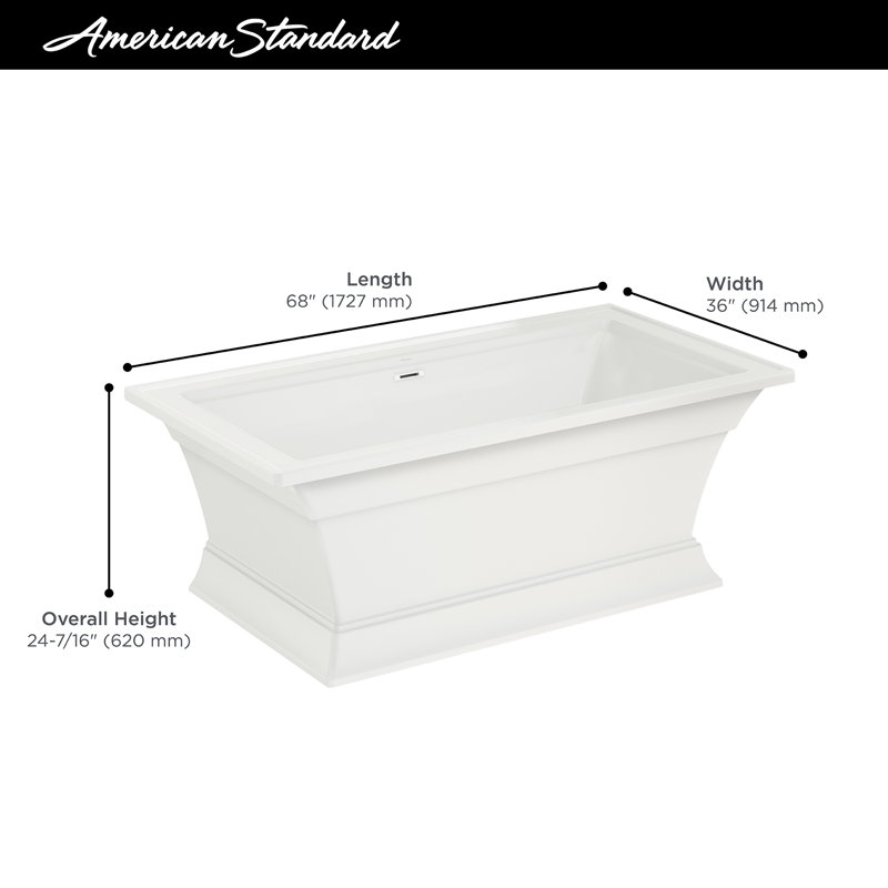 Town Square S 68'' x 36'' Soaking Acrylic Bathtub