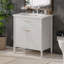 Meuble-lavabo de 31 po avec lavabo, conception à profil incurvé, pieds en bois d'hévéa, portes à fermeture en douceur, tablette réglable-1369911183