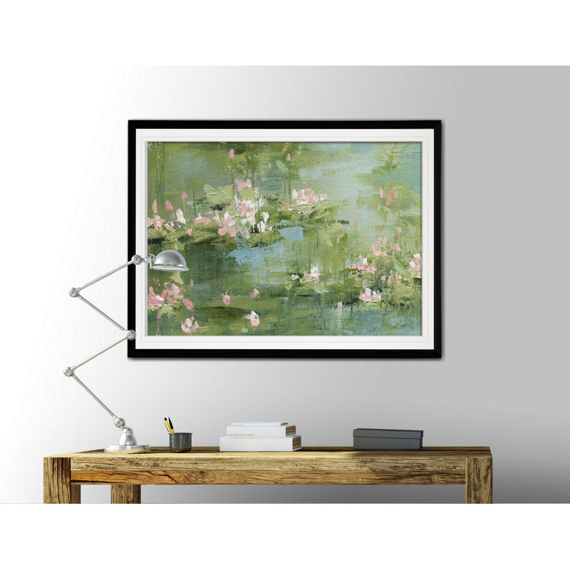 Celadon Waterlilies I - reproduction de cadre photo, Noir, H 20 po x l 24 po x P 1,5 po