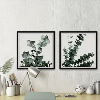 Ensemble de 2 reproductions d’art encadrées sur papier « gum Tree feuillage » par Marmont Hill