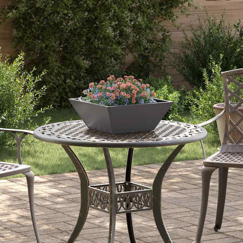 Garden Planter Decor Metal Trapezoidal Outdoor Modern Terrace Holder, Black, 15cmH x 40cmW x 40cmD