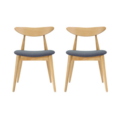 Ensemble de 2 chaises rétro en bois d'hévéa avec dossier ergonomique et coussins moelleux pour une assise confortable et un soutien durable
