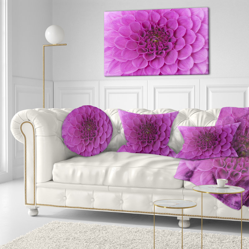 Grande fleur mauve et pétales - coussin à imprimé floral