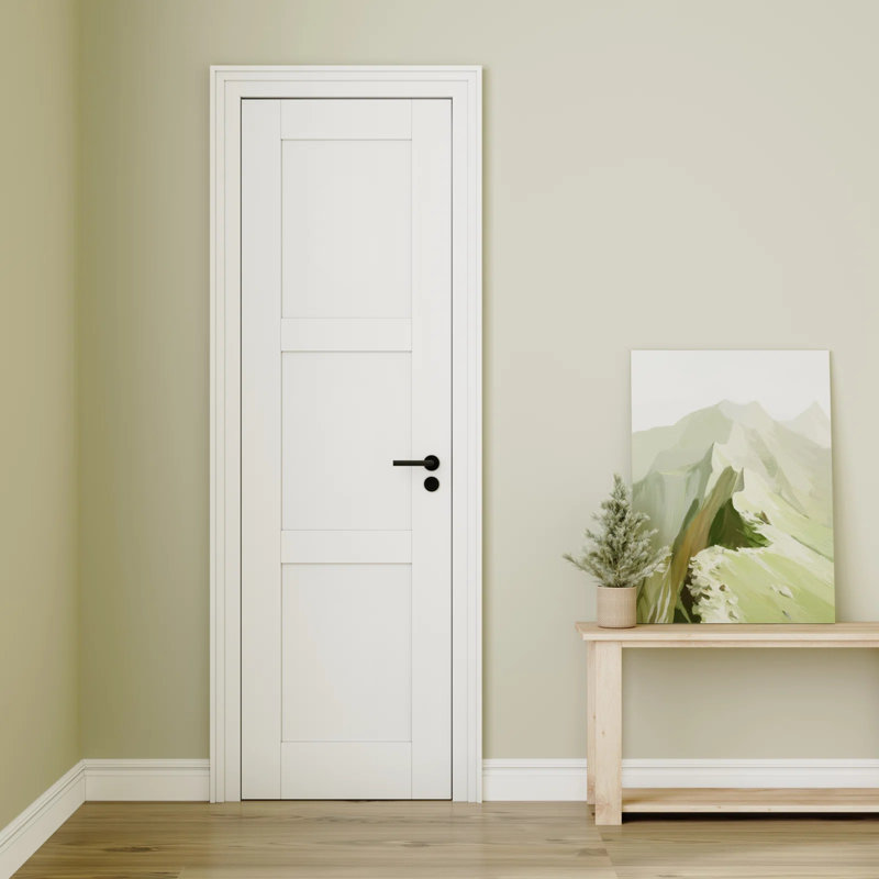 3 Panel Solid  Core Door Slab - Solid Manufactured Wood White Primed Standard Size Interior, 28'' x 80''