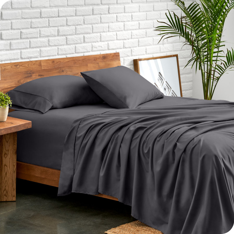 Ensemble de draps en microfibre Bare Home, Ensemble de draps pour très grand lit + un drap-h, Gris fer forgé