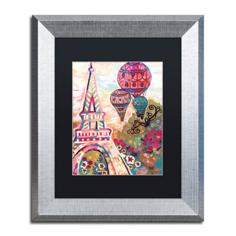 « balloons sur paris », reproduction d’art encadrée, H 14 po x l 11 po x P 0,5 po, Noir