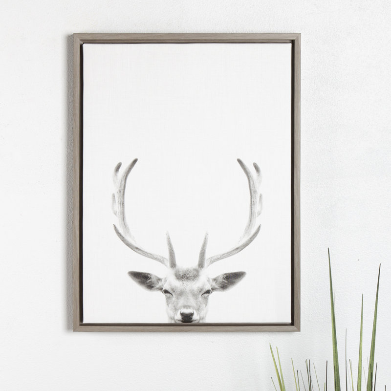 «Deer» par Simon Te of Tai, reproduction d'art sur toile encadrée, H 24 po x l 18 po, Gris