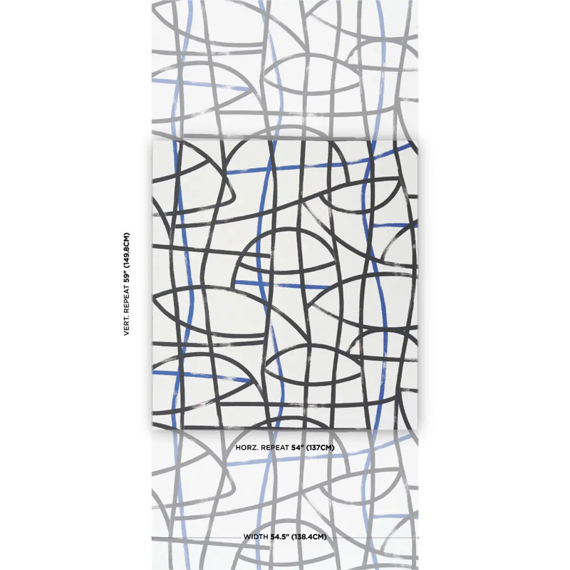 Abstratto Wallpaper, Black/Cobalt