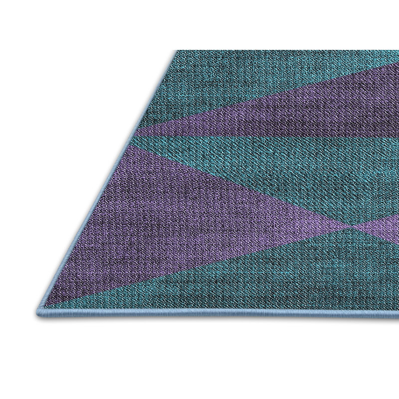 Tapis mauve/bleu à motifs, Rectangle 2 pi x 3 pi