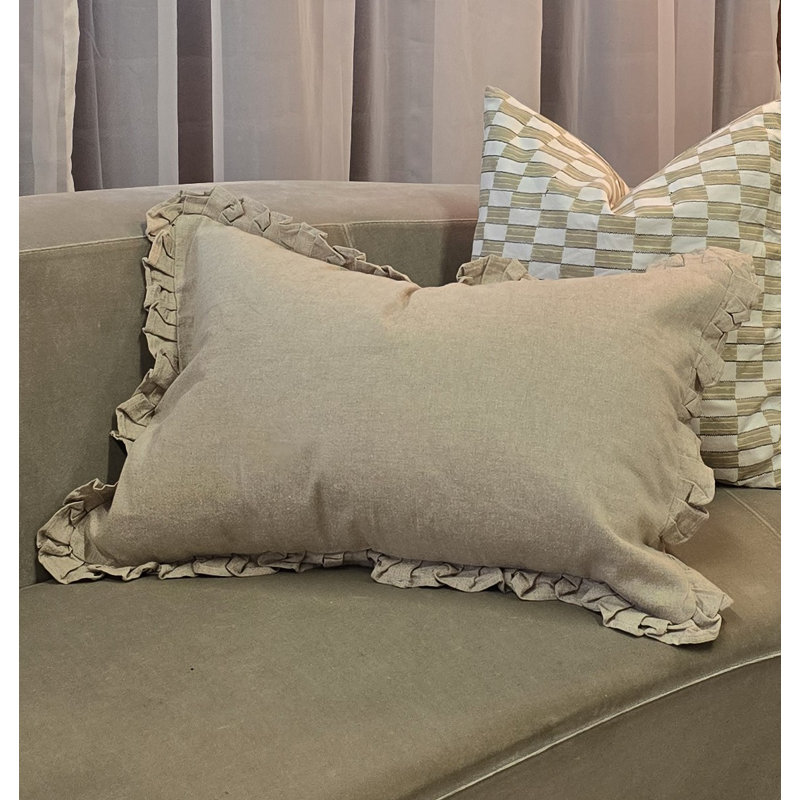 Housse de coussin lombaire en coton uni beige