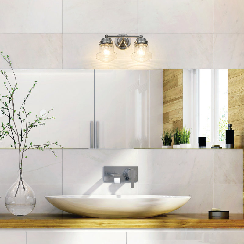 Éclairage de salle de bain à intensité variable 2 lumières Lucas, Nickel brossé