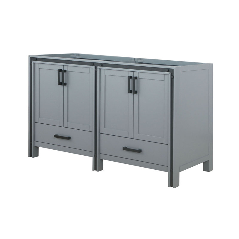 Double Bathroom Vanity with Wood Top, Dark Grey