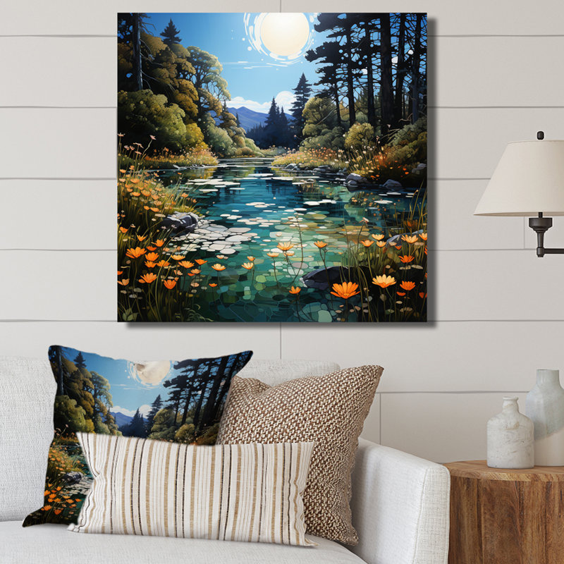 River Azure Miroirs II - impression, H 30 po x l 30 po x P 1 po, Toile tendue