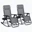Ensemble de chaises berçantes d'extérieur 2 pièces, chaise berçante inclinable et pliable inclinable avec oreiller, porte-gobelet et téléphone, conception combinée avec pieds pliants, gris-1961362476