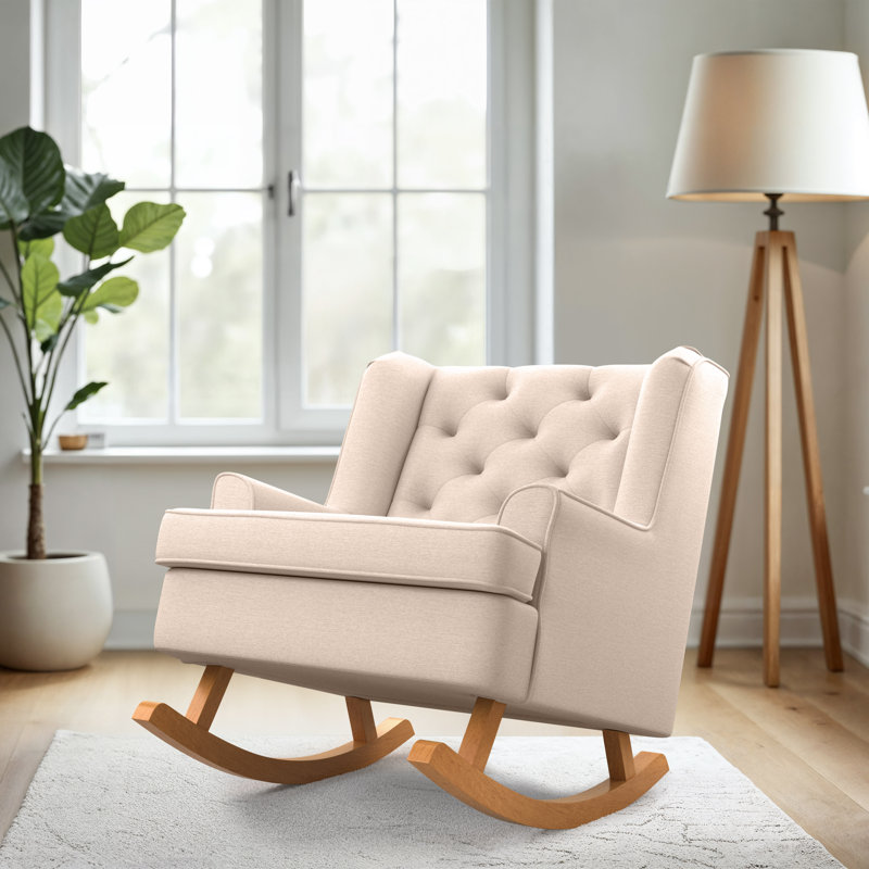 Chaise berçante capitonnée en tissu, Gris