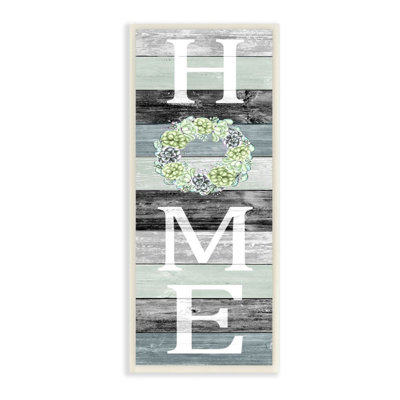 Succulent Wreath Welcome Home Sign by Kim Allen - Graphic Art Print -  Stupell Industries, ab-265_wd_7x17